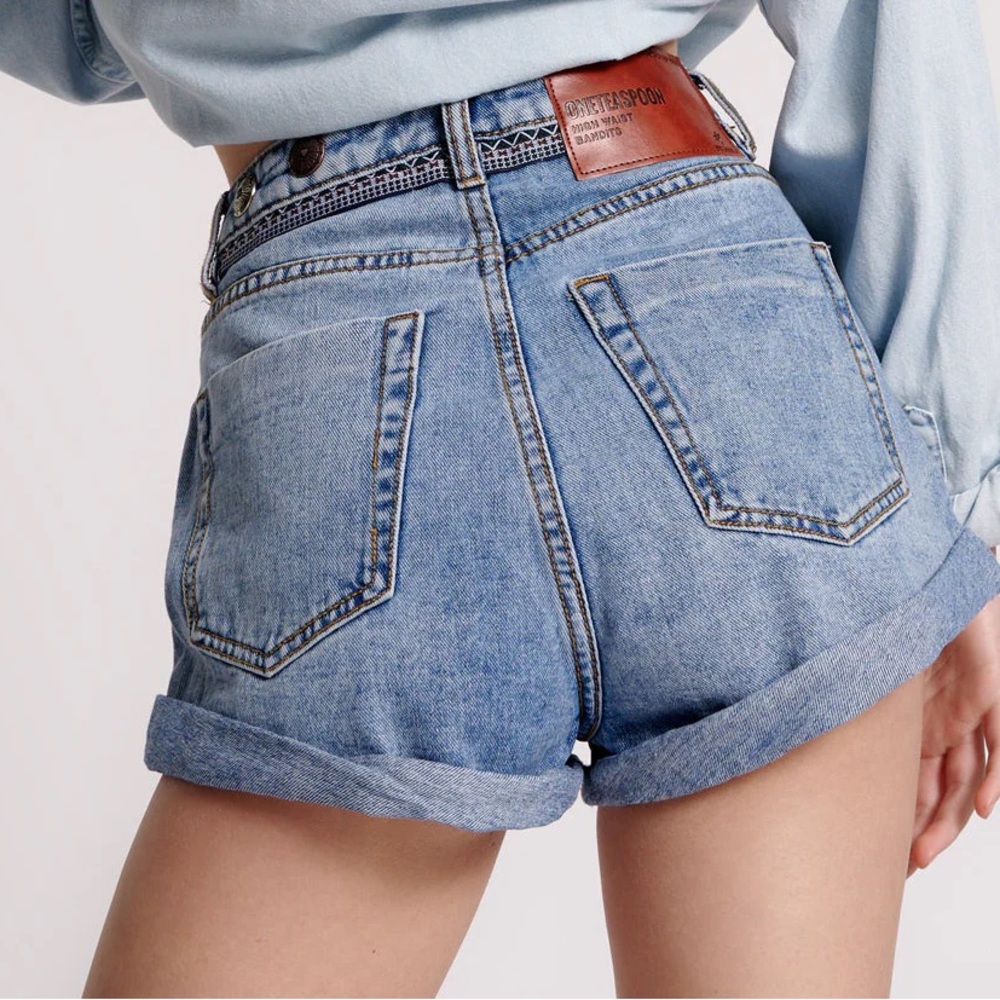 One Teaspoon Blue Jean Shorts High-Waisted Relaxed Fit